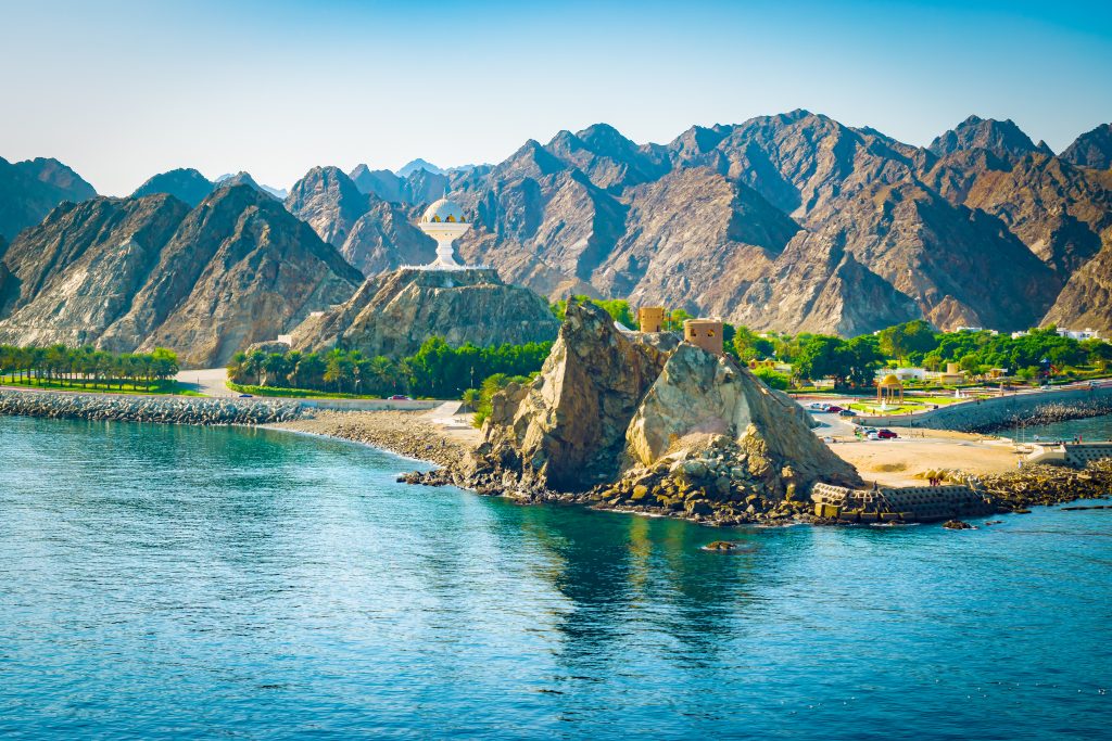 View of the sea and mountains, Oman