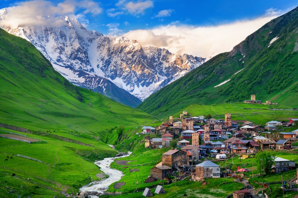 cottages in Ushguli village, Georgia