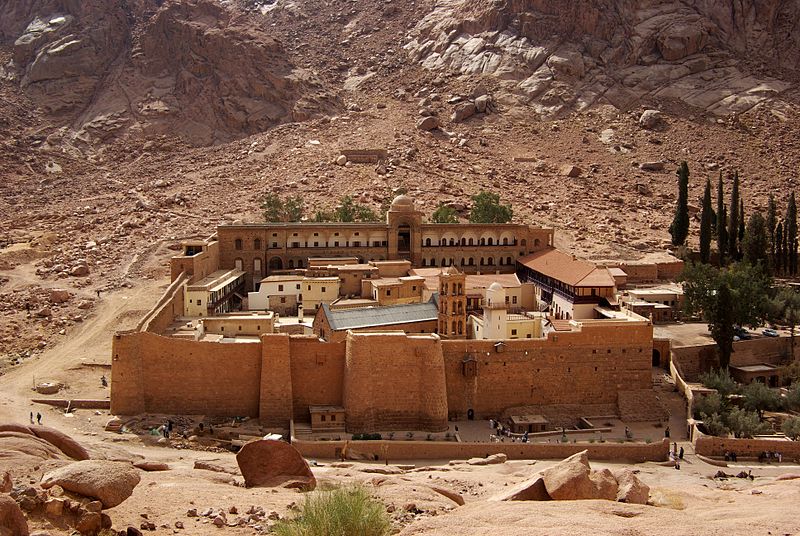 Top view of St Catherine monastery in Egypt