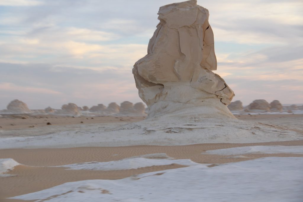 A white rock formation in white desert, Egypt